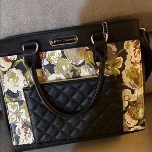 Betsey Johnson Black and Floral Pattern Tote